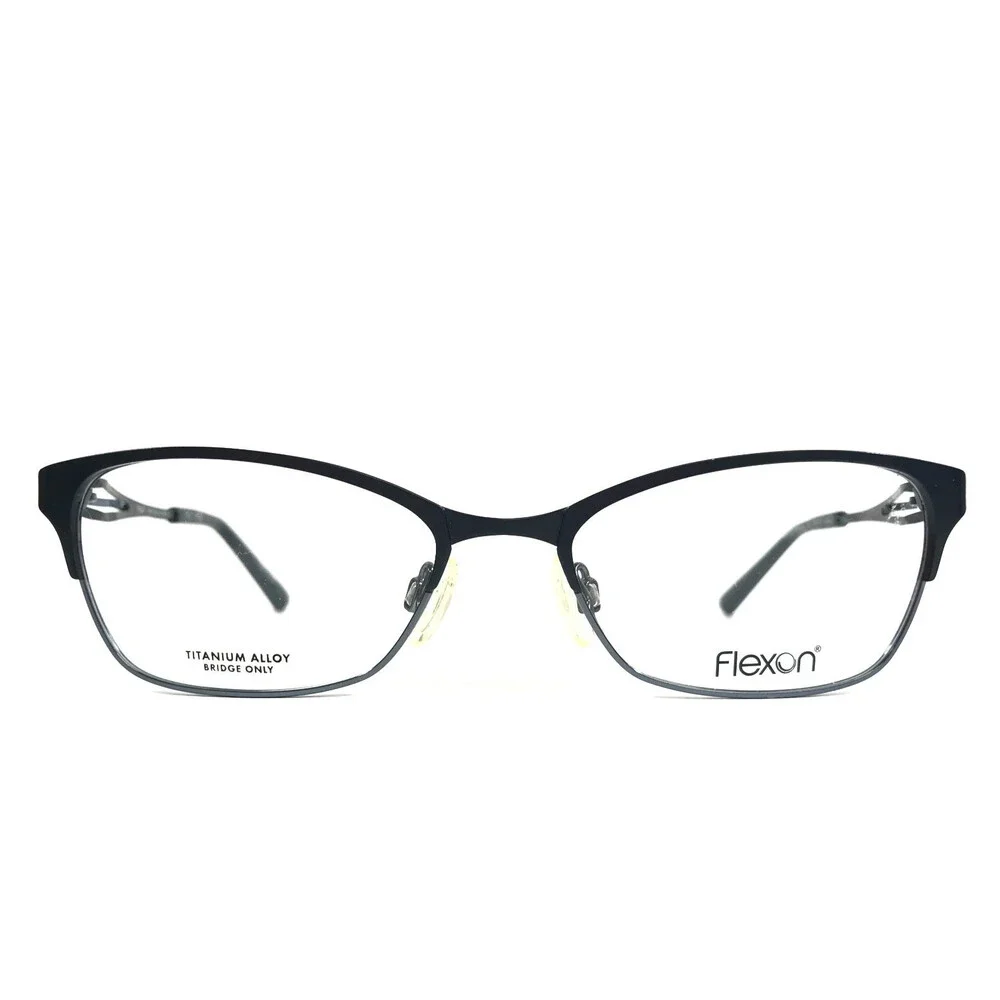 Flexon Eyeglasses Frames LUCILLE 412 Navy Blue Cat Eye Titanium 52-17-140